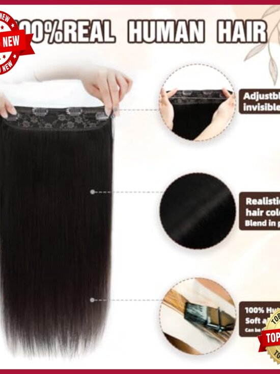 16 Inch 80G Human Hair Extensions Clip-Ins with Invisible Wire